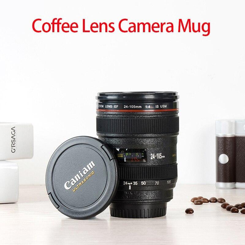 2019 New Coffee Lens Emulation Camera Mug Beer Mug Wine With Lid Black Plastic Cup Caniam Logo Mugs Cafe 400ml - juju on test