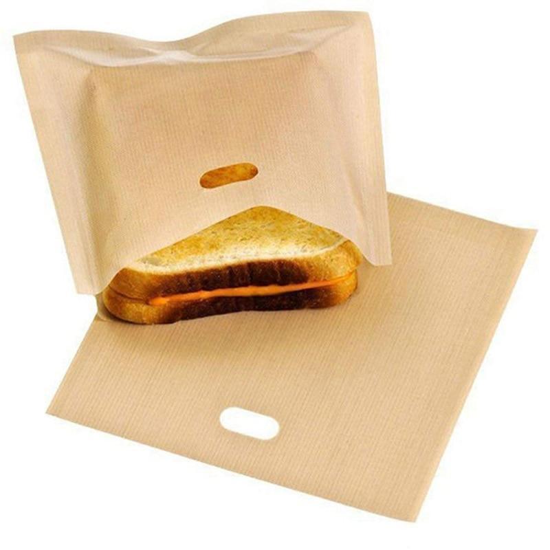 2pcs Made Easy Reusable Non-stick Baked Toast Bread Bags for Grilled Cheese Sandwiches Toaster Bags Baking Accessories