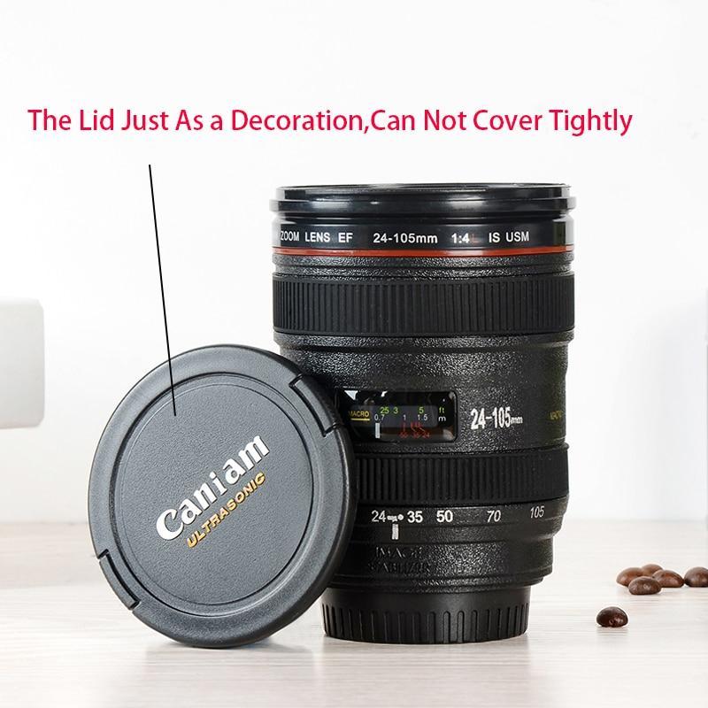2019 New Coffee Lens Emulation Camera Mug Beer Mug Wine With Lid Black Plastic Cup Caniam Logo Mugs Cafe 400ml - juju on test