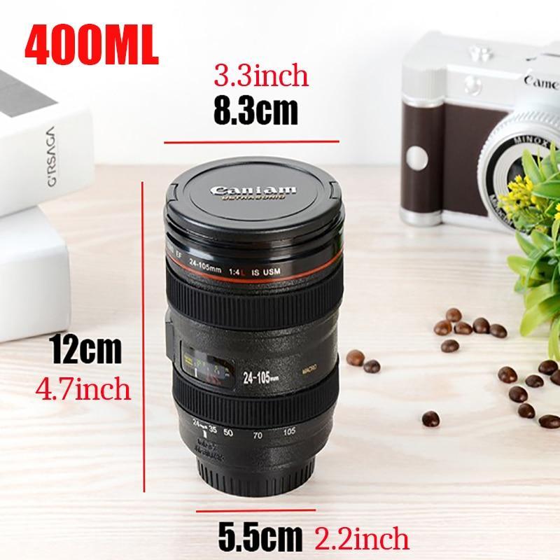 2019 New Coffee Lens Emulation Camera Mug Beer Mug Wine With Lid Black Plastic Cup Caniam Logo Mugs Cafe 400ml - juju on test