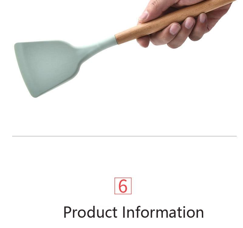 9/10/12PCS Silicone Cooking Utensils Set Non-stick Spatula Shovel Wooden Handle Cooking Tools Set With Storage Box Kitchen Tools