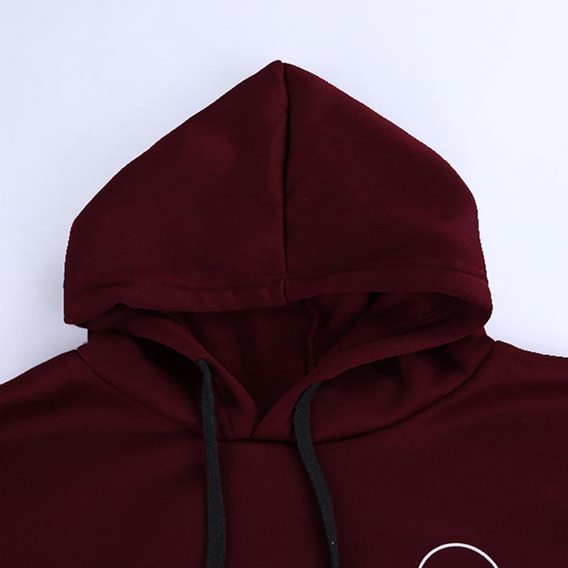 2019 Women Hoodies Sweatshirts Casual Pullovers Planet Print Solid Loose Drawstring Long Sleeve Sweatshirt Autumn Female